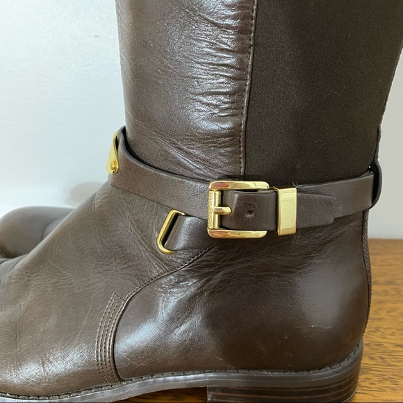 SOLD Michael Kors Arley Dark Brown Leather Stretch Tall Riding Boot Size 8 - Picture 6 of 16